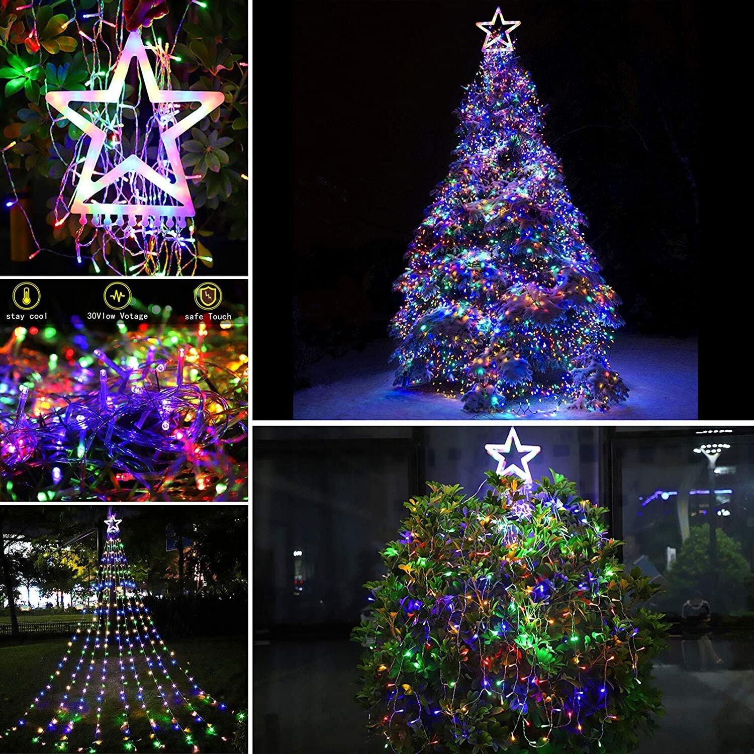 LED Fivepointed Star Waterfall Christmas Lights
