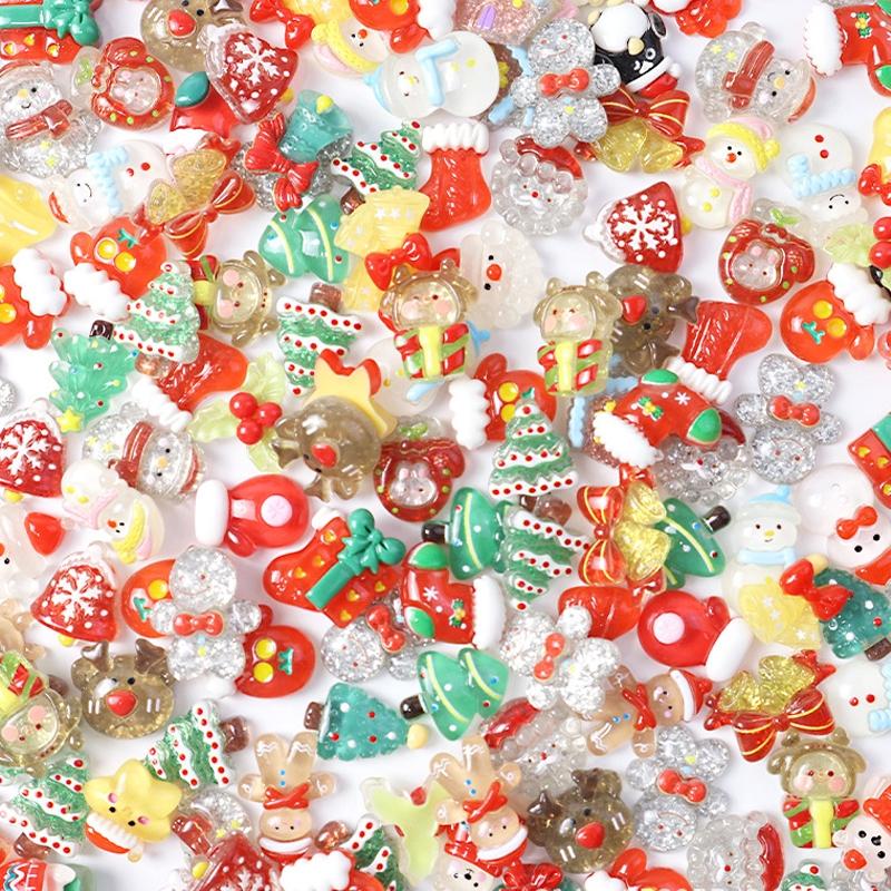 20/50 Glow-In-The-Dark Resin Christmas Decorative Bags, Santa Reindeer Snowflake Patterns, DIY Crafts Scrapbook Holiday Decoration