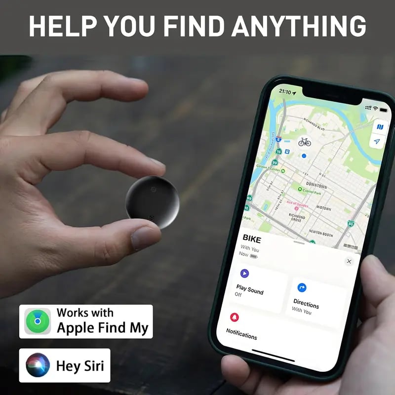 Product Introduction of 【Free.ship】GPS Tracker for Car, Portable Mini Tracker Device with Weatherproof Magnetic Case-Hidden GPS Trackers,Anti-lost Device, Global Coverage Location Tracker,Works with Apple Find My ( IOS Only), For Apple iPhone & Android 4