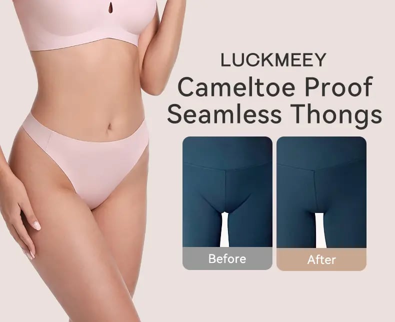 Product Introduction of LUCKMEEY Camel Toe Cover Thongs for Women - G-String, Seamless Design, Basic Fit, Machine Washable, Comfortable Underwear - Womenswear Everyday Black 3