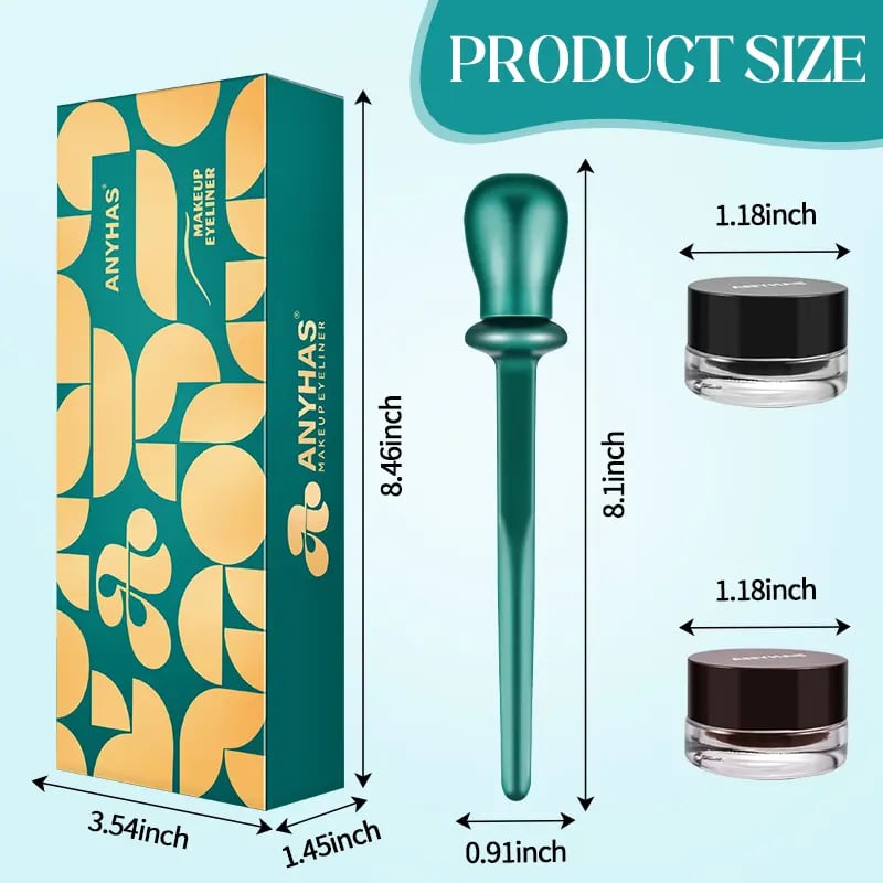 Eyeliner Applicator Kit, Eyeliner Guide With Eyeliner Cream Reusable Silicone Eye Liner Tool Waterproof Eyeliner Easy No-Skip Eyeliner 7