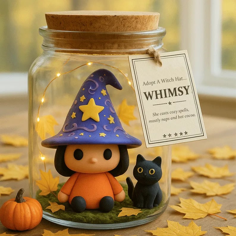🔥Last Day 50% OFF🧙‍♀️Adopt A Witch Hat Jar — Meet Whimsy & Her Black Cat🎁Buy 2 Free Shipping