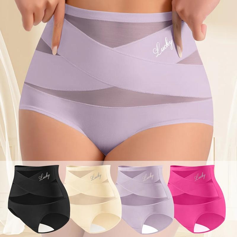 🔥4er-Pack Miederhöschen mit hoher Taille für Damen – Nahtlose Miederhöschen aus Seidennetzgewebe, zum Abnehmen und Po-Liften – Atmungsaktive Unterwäsche für den Alltag