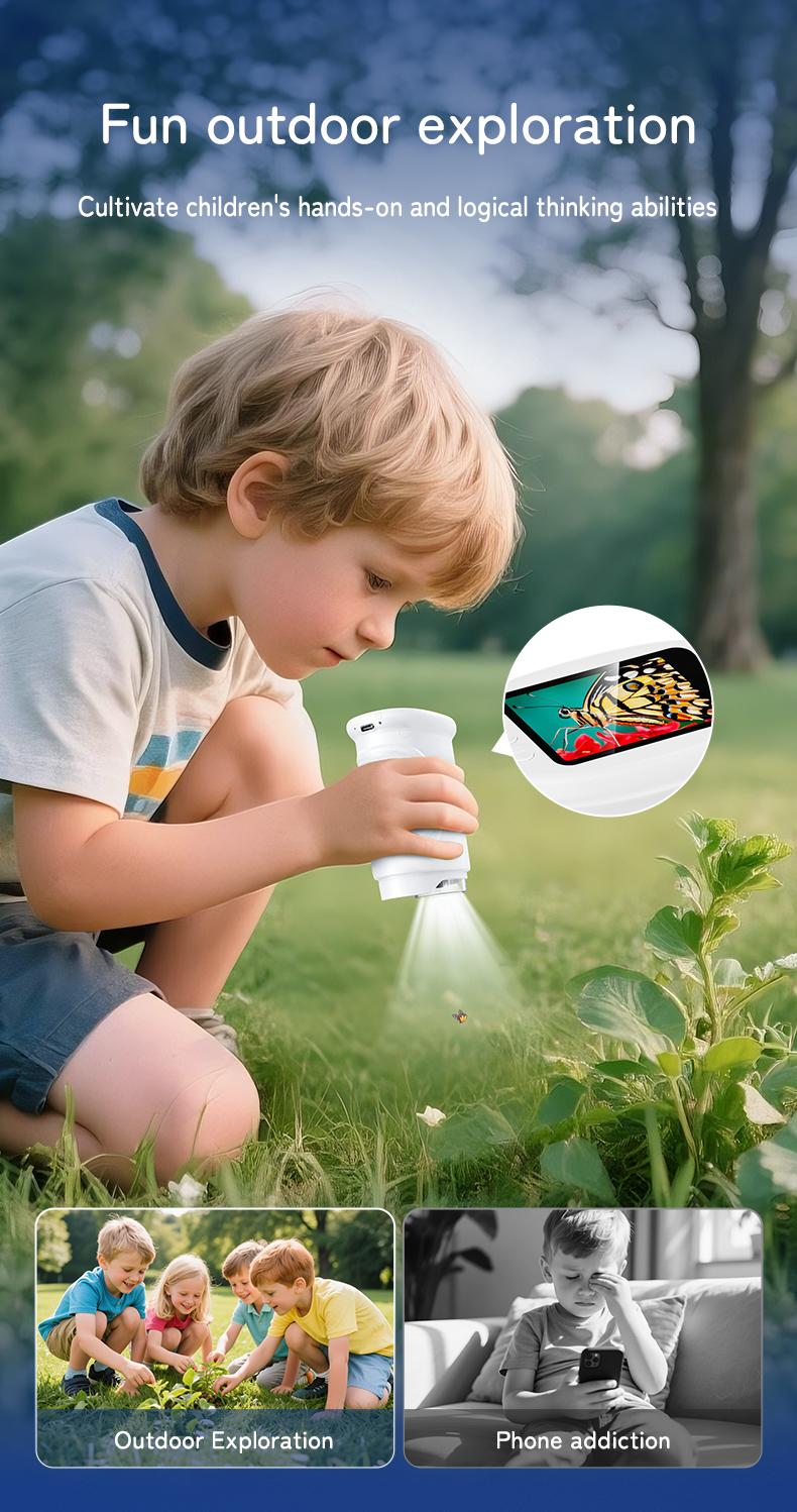 [TikTokShopBlackFriday]1000X Handheld Digital Microscope with 4K 2'' IPS Screen, USB-Powered Portable Microscope for Kids & Students, Educational Science Toy, Compact & Durable Christmas Gifts