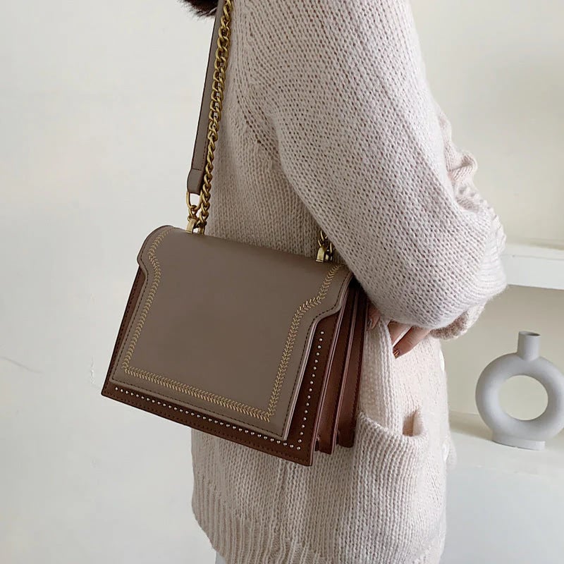 Retro Shoulder Square Bag - Black
