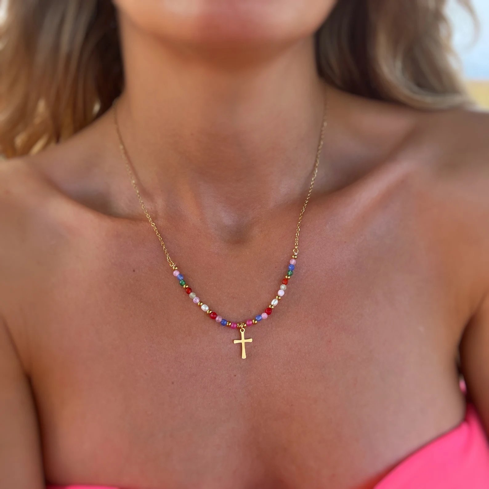 🔥Letzter Tag 49% RABATT📿Perlenkreuz-Halskette – Das beste Geschenk🎁