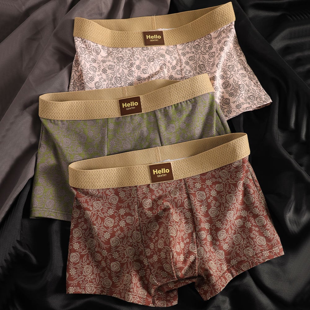 Men's Mid-Rise Shorts - Classic Rose Print,Pure Cotton, Soft Comfort