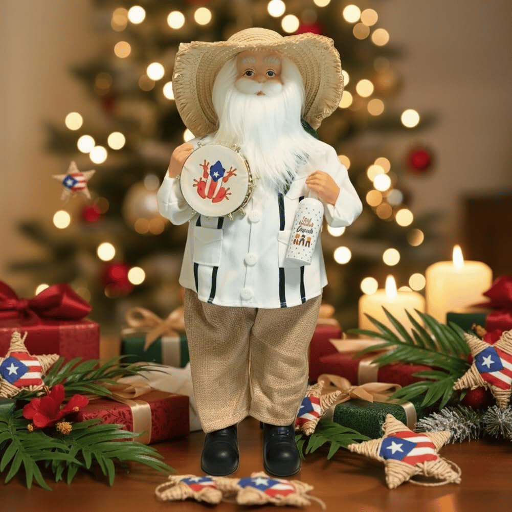 🔥Limited Edition, Only 100 Sets Left! - 🎄🎅Puerto Rican Santa Claus – Coquito & Tambor Holiday Decor🎶