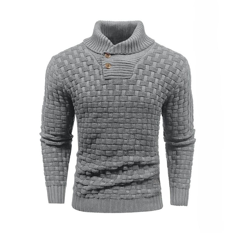 Men’s Woven Grid Knit Sweater with Hybrid Collar 🧥