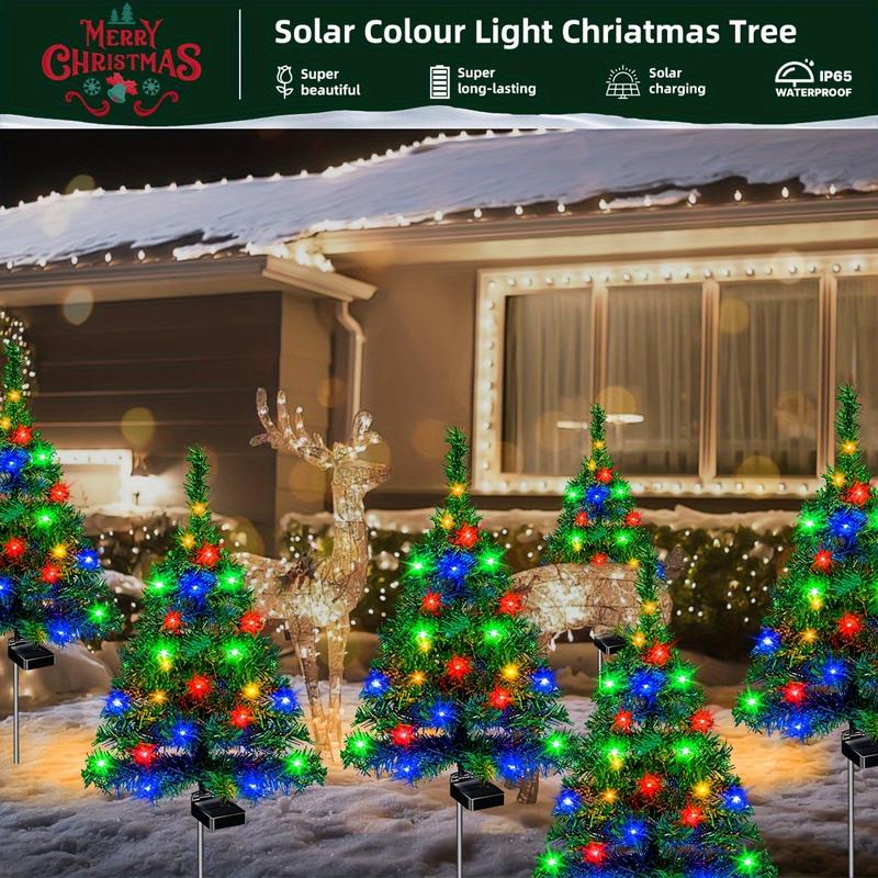 (4pcs sets of solar Christmas tree lights) holiday decorations, outdoor courtyards, gardens, lawns, small path lights, atmosphere lights (4pcs sets of solar Christmas tree lights) holiday decorations, outdoor courtyards, gardens, lawns, small path lights, atmosphere lights