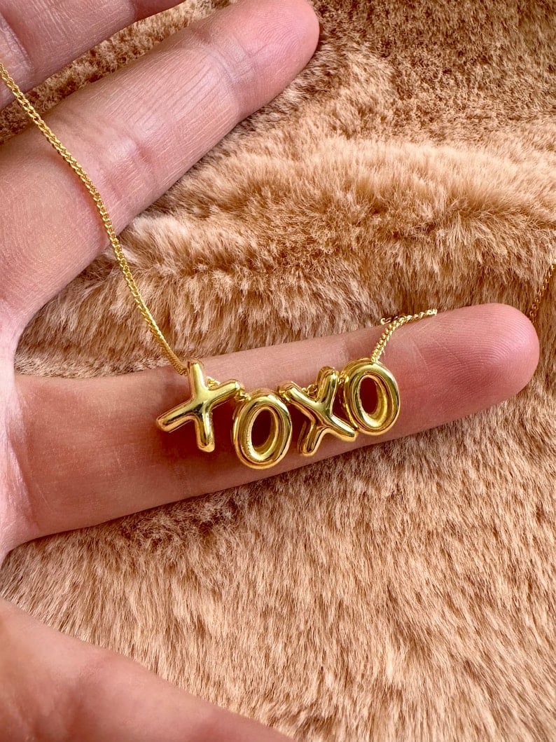 18K Gold Bubble Letter Custom Name Necklace, Personalized Name Necklace, Christmas Gift for Her, Personalized Jewelry, 3D Letter Necklace image 1