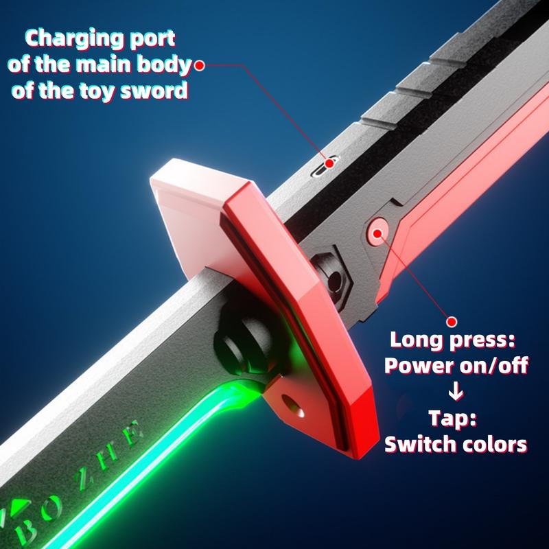 Colorful Light-Up Sword Toy Set, Cool LED Effects, Laser Blade, Includes Box, Battery-Powered, Ages 3+, Boy Toy Knife and Sheath