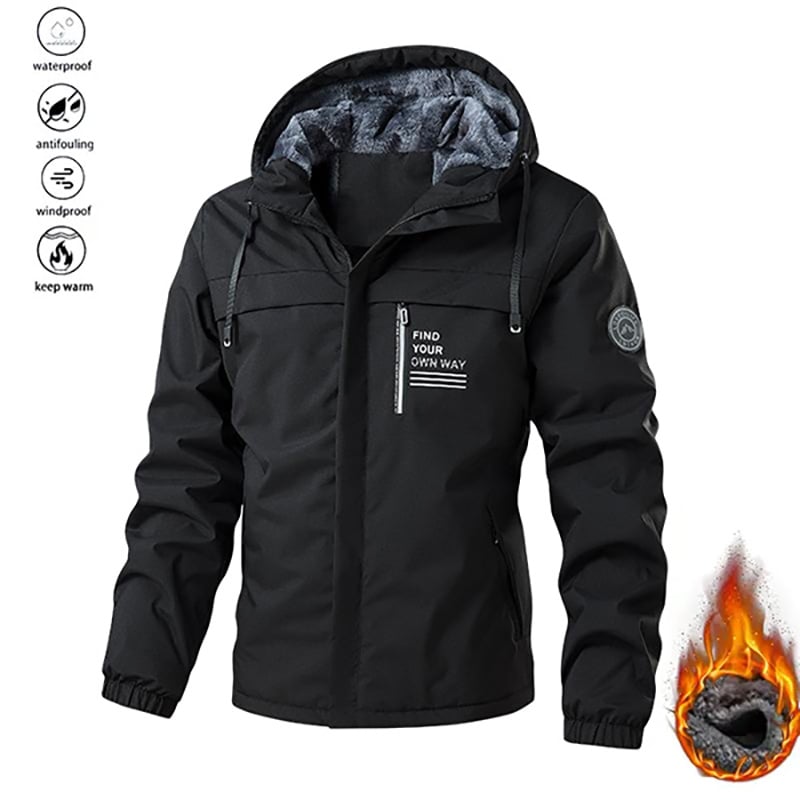 Men's Thick Warm Fleece Lined Hooded Jacket - Windproof Insulated H-Slim Fit for UK Outdoor & Commute---£5 off when you spend £50！