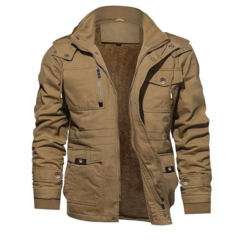 Men's Versatile All-Weather Jacket | Detachable Hood | Zipper Pockets | Regular Fit | Wind-Resistant Outerwear for Daily Commute & Casual Wear