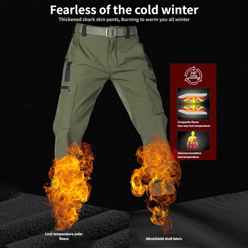 Men's Tactical Sport Pants - Windproof Fleece Lined Multi-Pocket Soft Shell Pants for UK Outdoor Activities---£5 off when you spend £50！