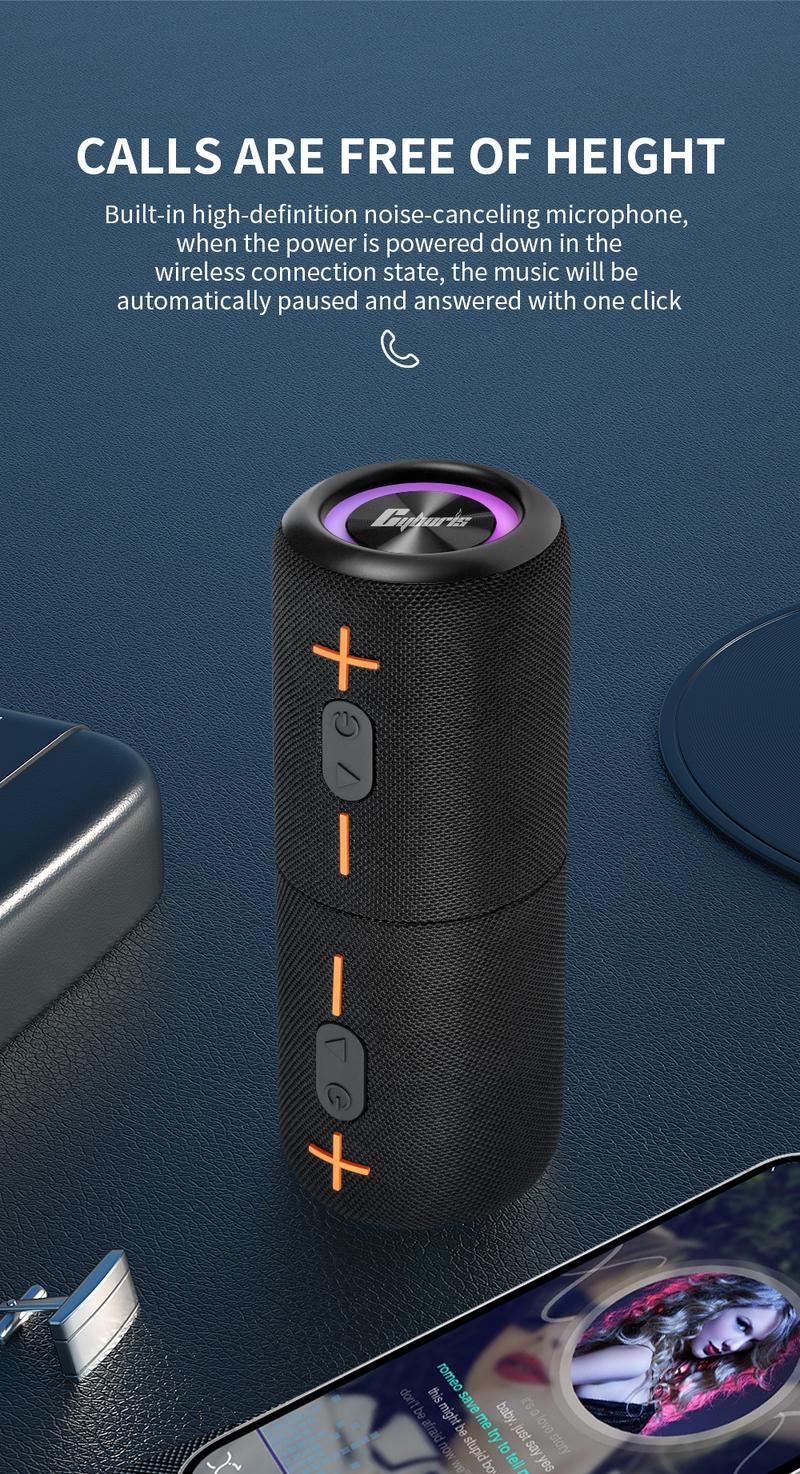 Product Introduction of Mother's Day Gift Cyboris springtok S10 2 in 1 Portable Split Bluetooth speaker Portable subwoofer, 20W High Volume Stereo, IPX6 Waterproof, Smartphone Audio Cyber Black 7