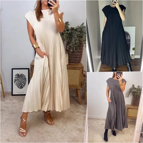 Women Pleated Simple Dress