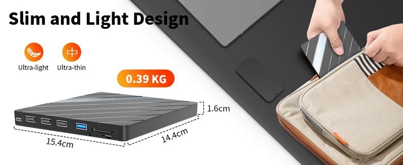 Alxum Laptop DVD Player USB C 3.0 Portable CD Burner with SD/TF Card Slot & 3 USB Ports  Compatible with Mac, Windows, Linux