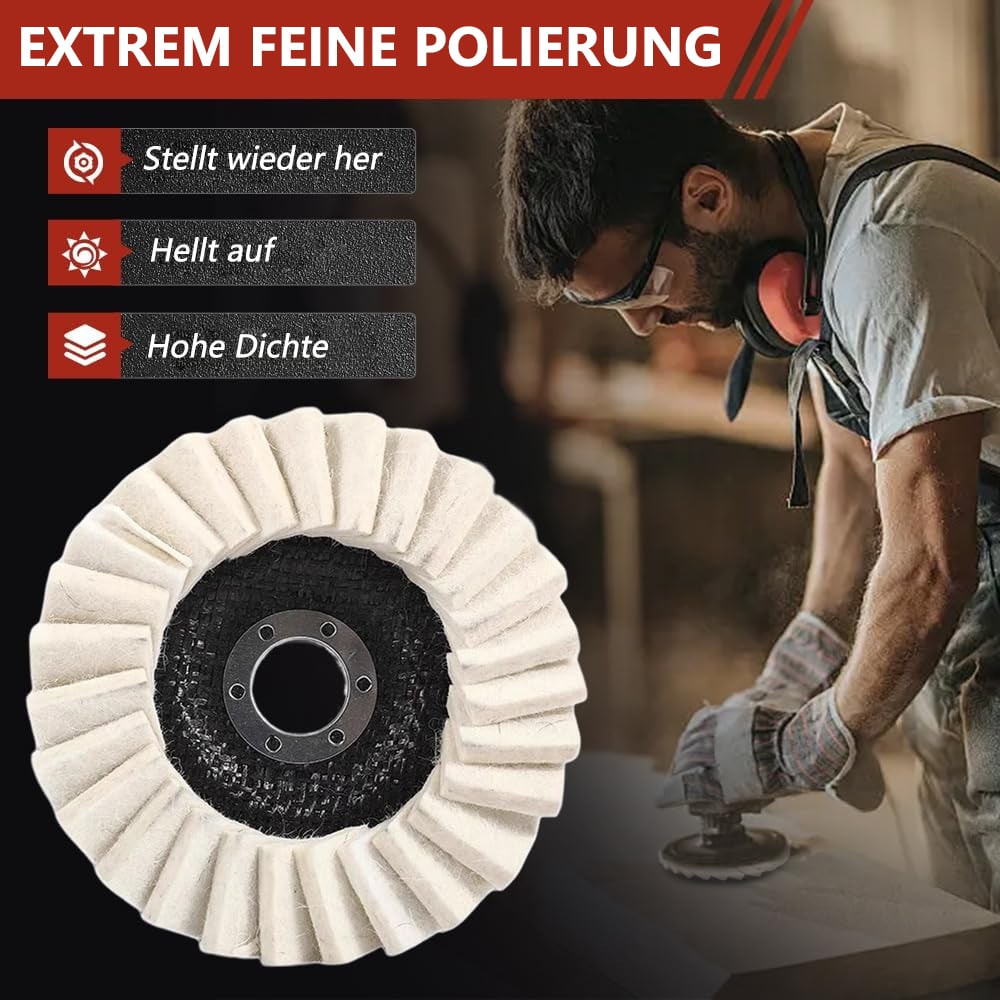 🔧Hochwertige Polierscheibe aus Wollfilz für Winkelschleifer – Hochglanzpolitur leicht gemacht