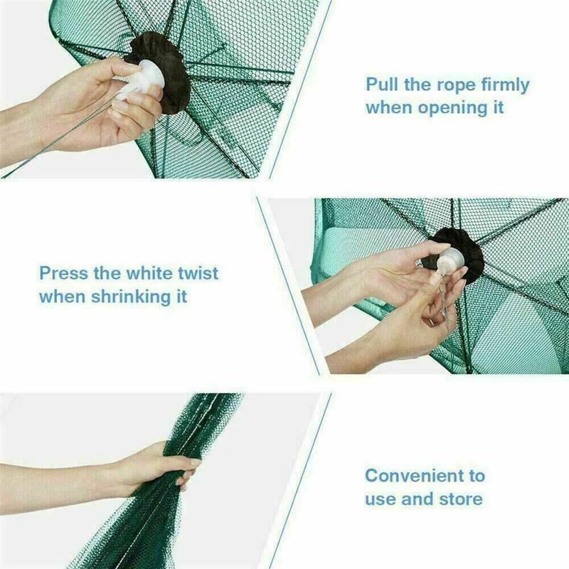 Fishing Bait Trap Crab Net Crawdad Shrimp Cast Dip Cage Fish Minnow Foldable NEW 4