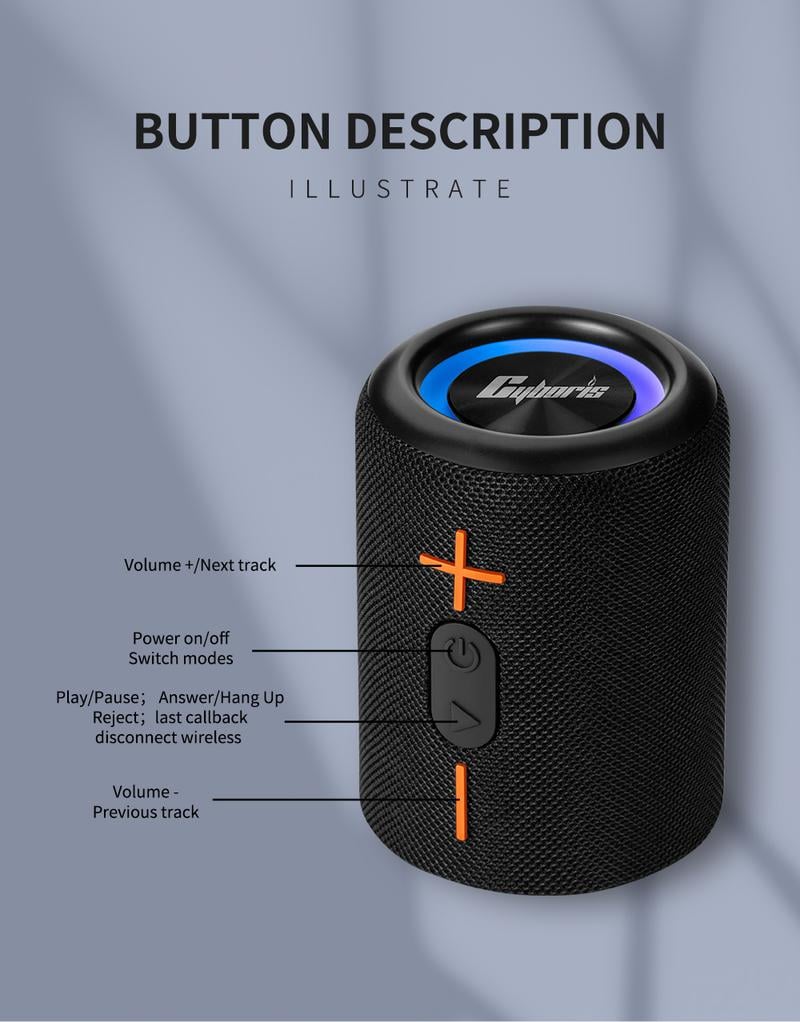 Product Introduction of Mother's Day Gift Cyboris springtok S10 2 in 1 Portable Split Bluetooth speaker Portable subwoofer, 20W High Volume Stereo, IPX6 Waterproof, Smartphone Audio Cyber Black 8