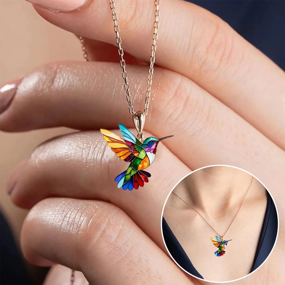 Colorful hummingbird-shaped Pendant