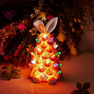 Amazon.com : 2024 Newly Lighted Easter Bunny Ceramic Tabletop Tree Ceramic  Christmas Tree Easter Tree Pre-Lit Rabbit Figurines with Colorful Lamp  Beads and Bunny Ear Easter Decor Easter Bunny Tree Christmas Tree :