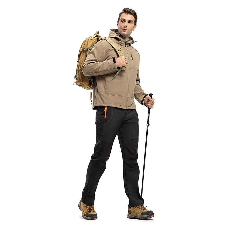 Men's Waterproof Fleece Lined Snow Pants - High Rise Joggers with Belt for UK Winter Activities---£5 off when you spend £50！