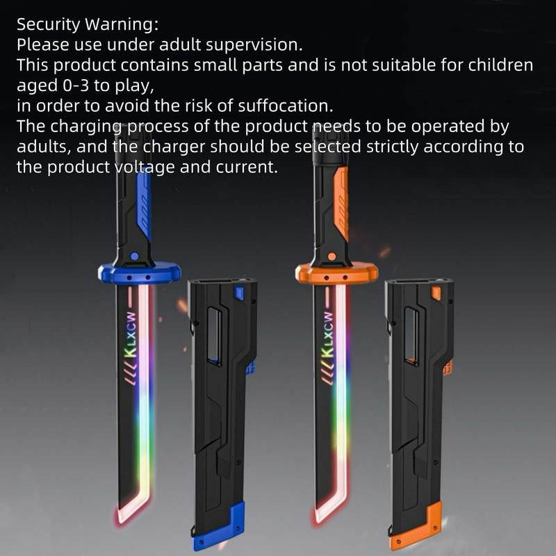 Colorful Light-Up Sword Toy Set, Cool LED Effects, Laser Blade, Includes Box, Battery-Powered, Ages 3+, Boy Toy Knife and Sheath