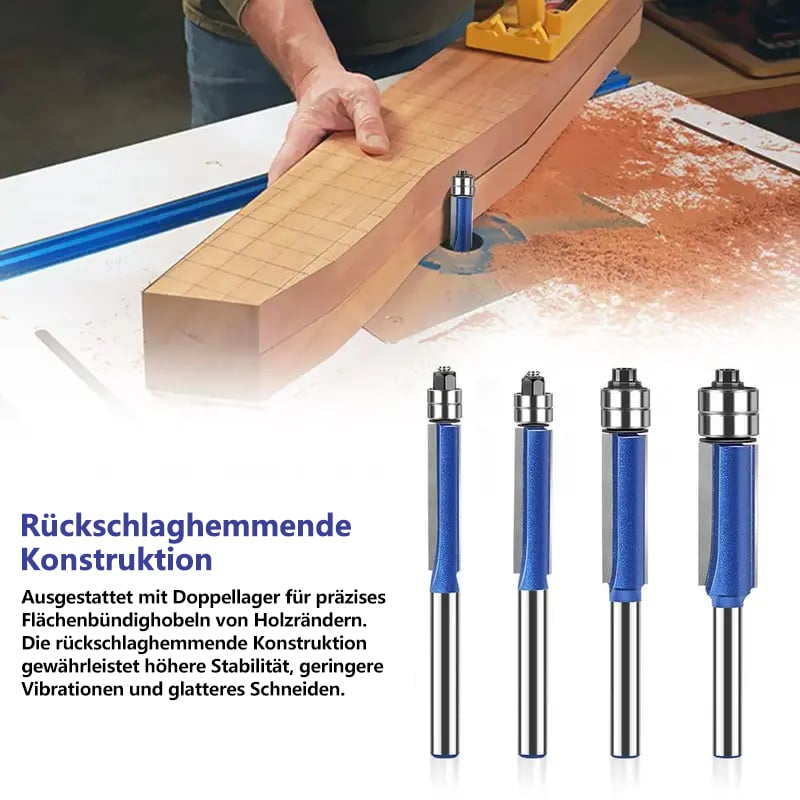 4-teiliges Trimmwerkzeug-Set mit Doppellager, 6 mm(1/4 Zoll), neues Entgrat- und Polierwerkzeug, Größe Universal