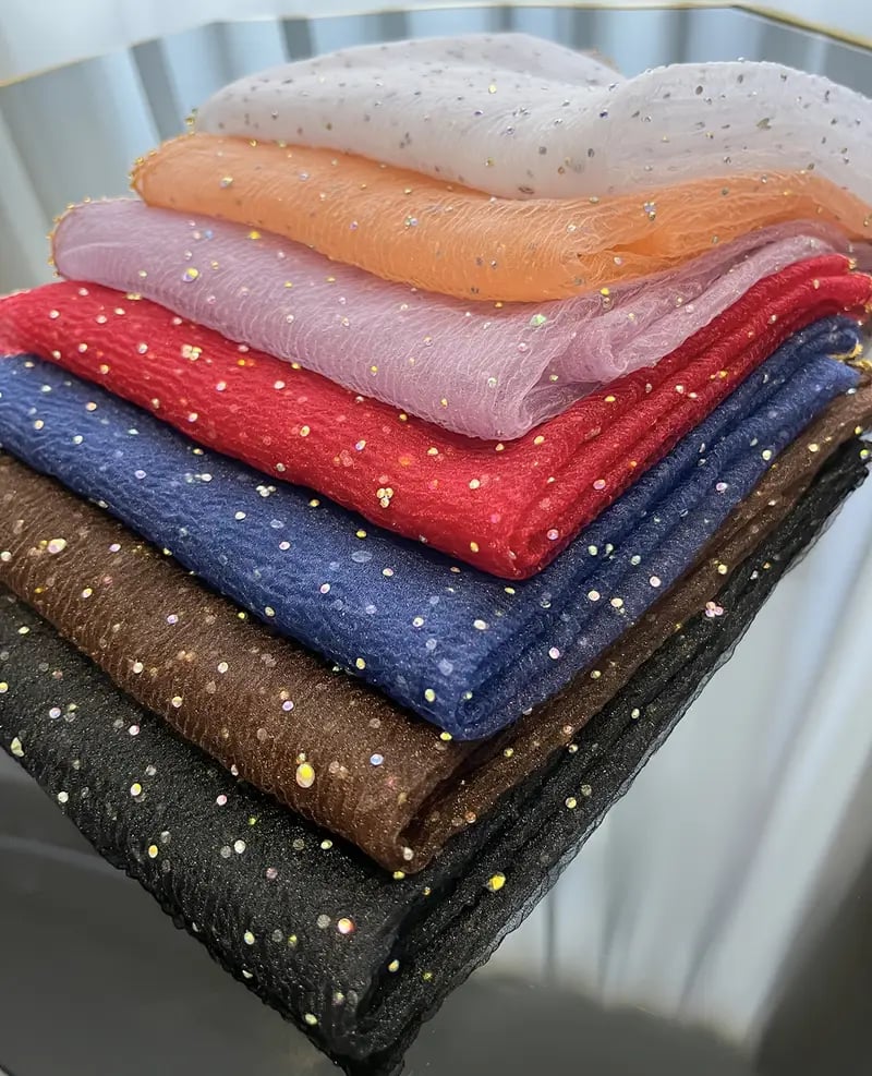 1pc   embellished translucent headscarf with   lightweight   accessory for parties street style and casual   with glittery dots tied in elegant knot hair scarf details 0