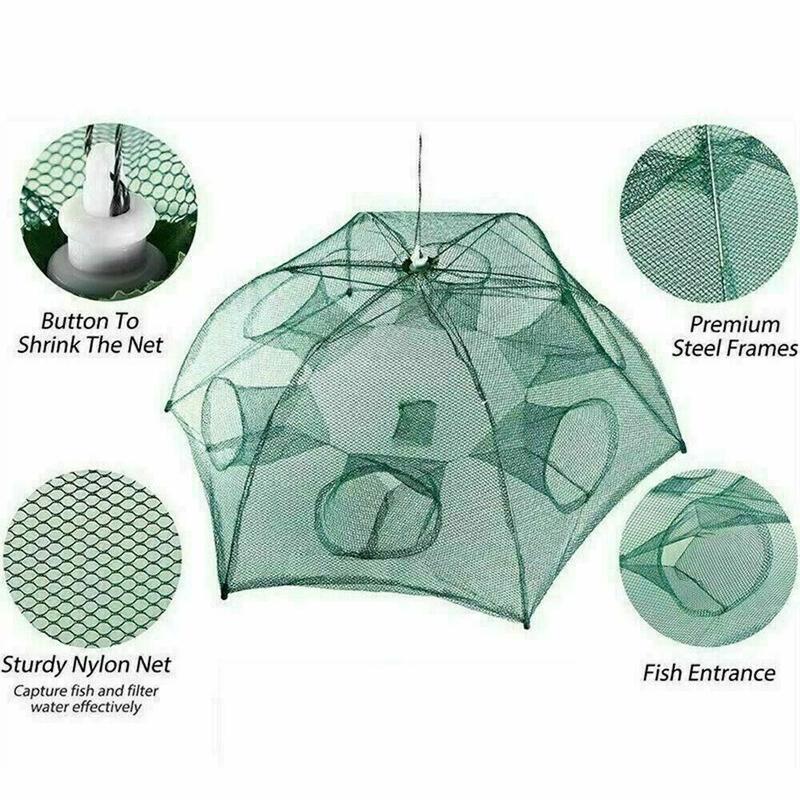Fishing Bait Trap Crab Net Crawdad Shrimp Cast Dip Cage Fish Minnow Foldable NEW 3