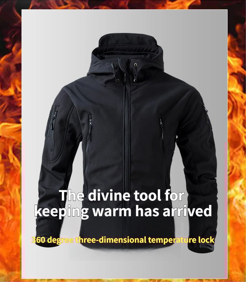 Men's Outdoor Fleece-Lined Softshell Jacket - Windproof, Waterproof & Breathable All-in-One Hiking Coat---£5 off when you spend £50！