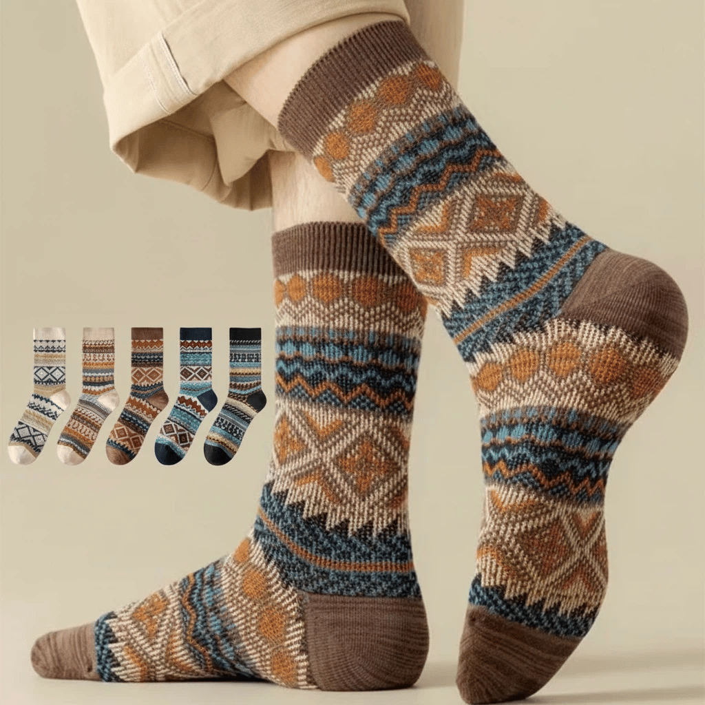 3 PC Men's Mid-Calf Argyle Socks | Vintage Diamond Pattern, Cotton Breathable