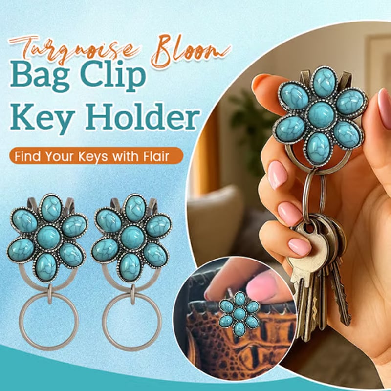 🌼 Turquoise Flower Clip Keychain – Find your keys stylishly