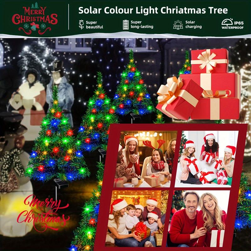 (4pcs sets of solar Christmas tree lights) holiday decorations, outdoor courtyards, gardens, lawns, small path lights, atmosphere lights (4pcs sets of solar Christmas tree lights) holiday decorations, outdoor courtyards, gardens, lawns, small path lights, atmosphere lights