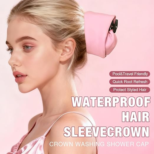 💦Waterproof Hair Sleeve&Crown Washing Shower Cap Ponytail for Long Hair🚿