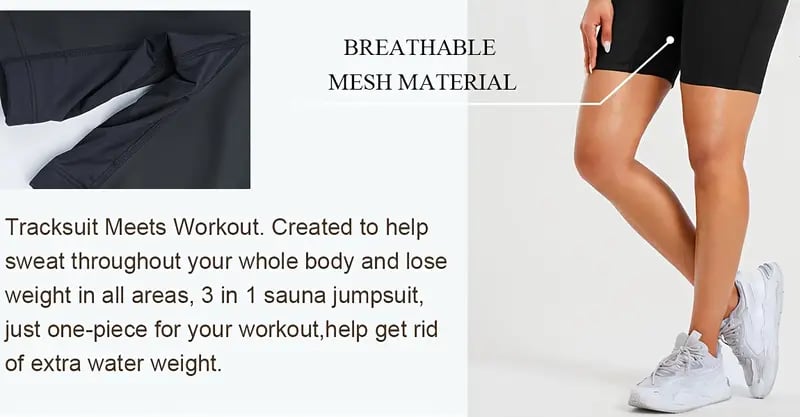 womens full body shapewear sauna suits half zipper short sleeve romper for waist training details 2 womens full body shapewear sauna suits half zipper short sleeve romper for waist training details 2