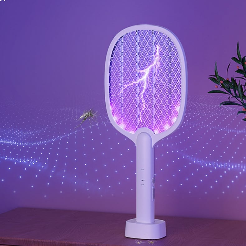 Elektrische Fliegenklatsche, Abnehmbare Mückenvernichter, USB wiederaufladbar, 2 Modi, mit Sicherheitsnetz