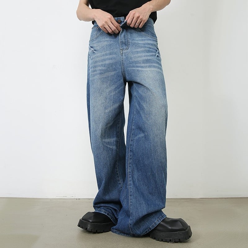 Ultra Baggy Jeans – Medium Blue / Black Grey