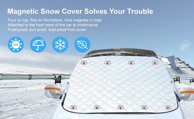 LEIBOO Car Windshield Snow Cover Sun Shade Winter Dust Rain Ice Frost Guard Protector - Durable Design for Winter Weather Protection & Summer sunshade