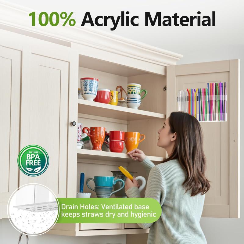 Straw Holder for Cabinet Door, 9.8” Adjustable Two-Part Large Acrylic Straws Organizer with Ultra Sticky Adhesive Strips, 2025 Reusable Utensil Storage for Kitchen Cupboard(Transparent) Straw Holder for Cabinet Door, 9.8” Adjustable Two-Part Large Acrylic Straws Organizer with Ultra Sticky Adhesive Strips, 2025 Reusable Utensil Storage for Kitchen Cupboard(Transparent)