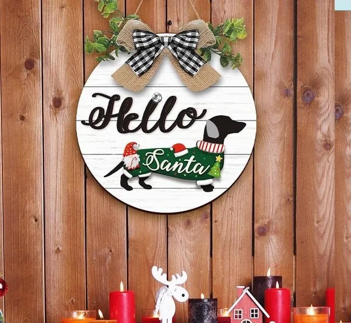 16pcs Interchangeable Dachshund Sign Dog Welcome Sign Wooden Sign with Magnet Detachable Accessories Seasonal Welcome Sign Decorations for Halloween Holiday Seasonal, Birthday Party, Home Wall Office Living Room Garden, Farmhouse Porch Front Door