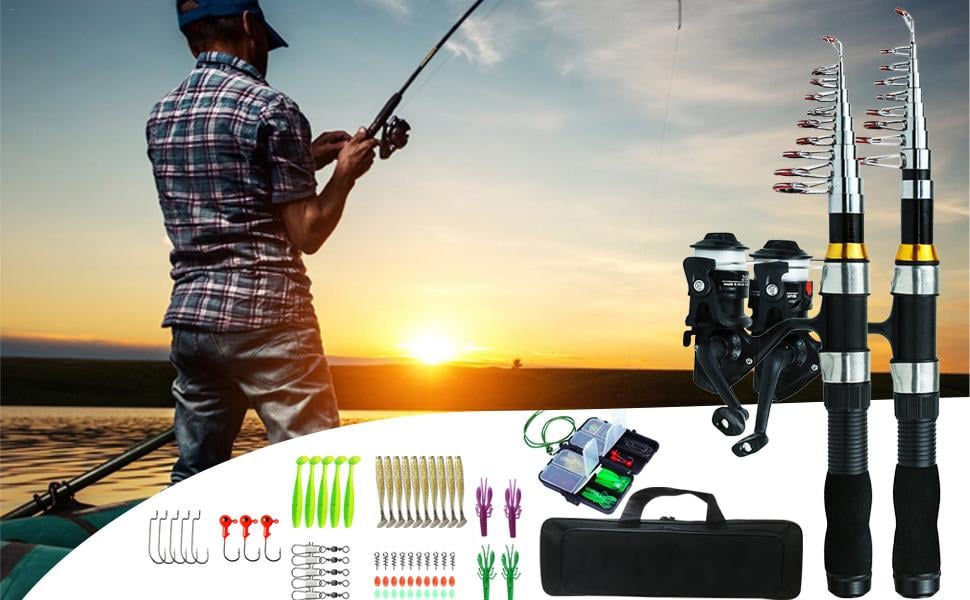 Spö och rulle Combo - Bärbar fiskekombination med fodral