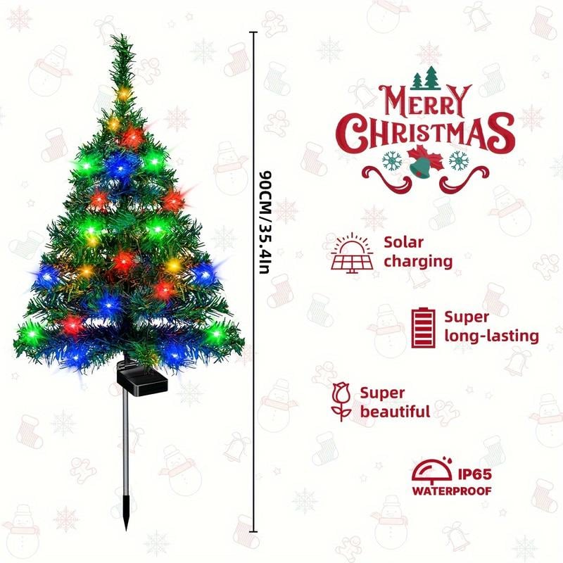 (4pcs sets of solar Christmas tree lights) holiday decorations, outdoor courtyards, gardens, lawns, small path lights, atmosphere lights (4pcs sets of solar Christmas tree lights) holiday decorations, outdoor courtyards, gardens, lawns, small path lights, atmosphere lights