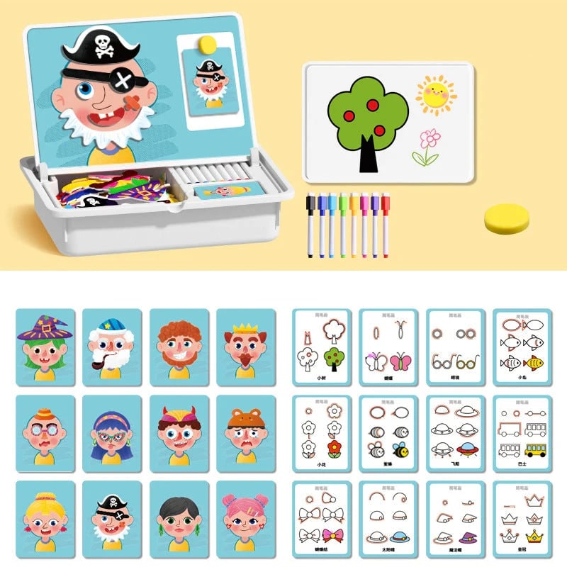 ✨HOT SALE 49% OFF💫Magnetic Puzzles Face Dress Up Travel Game Double Side Preschool Educational Learning Toy for Kids