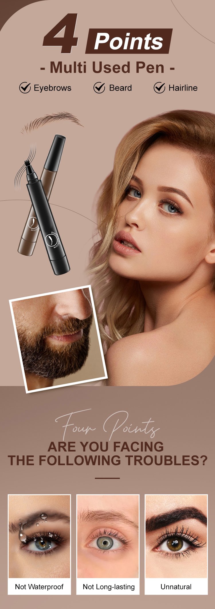 Waterproof Four-tip Eyebrow Pen