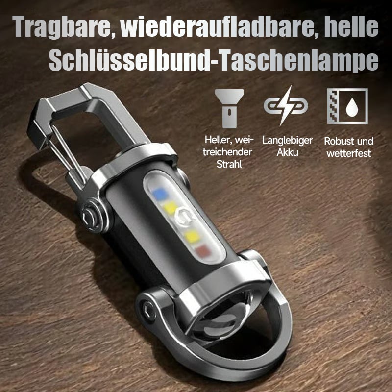 🔥Tragbare, wiederaufladbare, helle Schlüsselanhänger-Taschenlampe