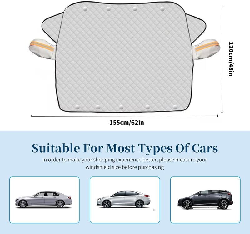 LEIBOO Car Windshield Snow Cover Sun Shade Winter Dust Rain Ice Frost Guard Protector - Durable Design for Winter Weather Protection & Summer sunshade