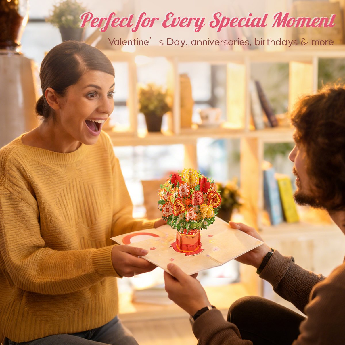 DIYSTAR 3D Flower Greeting Card Personalized Love Wishes and the Love Affection of Eternal Bloom Flowers